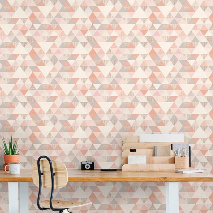 Papel pintado triángulos tricolor estilo nórdico - Hazel Metrix 125197