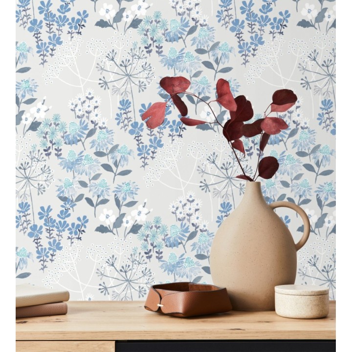 Papel pintado flores silvestres coloridas fondo gris claro - Patagonia Wildflowers 683162