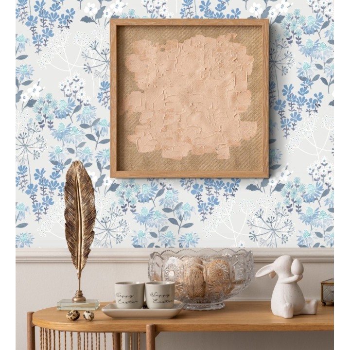 Papel pintado flores silvestres coloridas fondo gris claro - Patagonia Wildflowers 683162