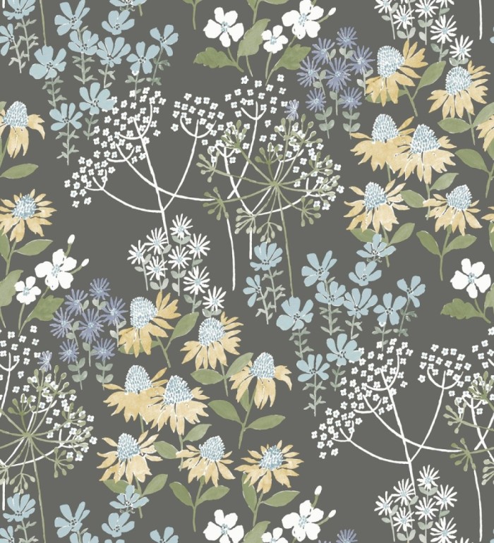 Papel pintado flores silvestres coloridas fondo gris oscuro - Patagonia Wildflowers 683163