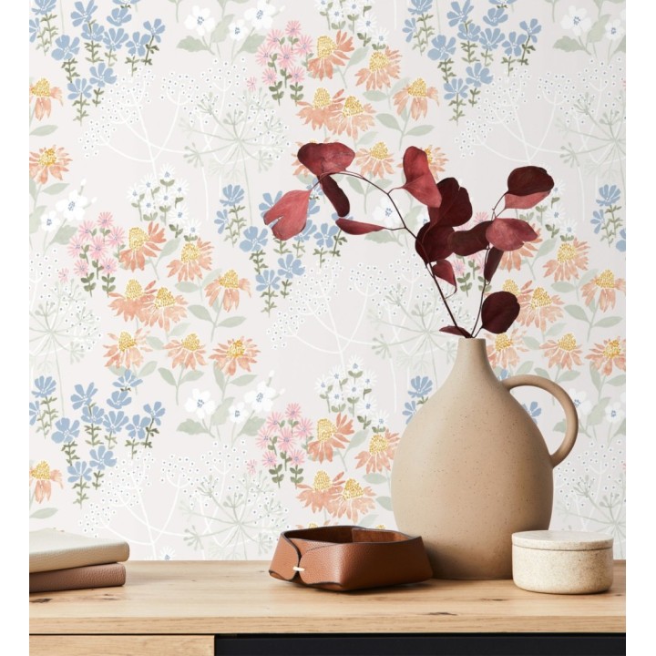 Papel pintado flores silvestres coloridas fondo gris claro - Patagonia Wildflowers 683165