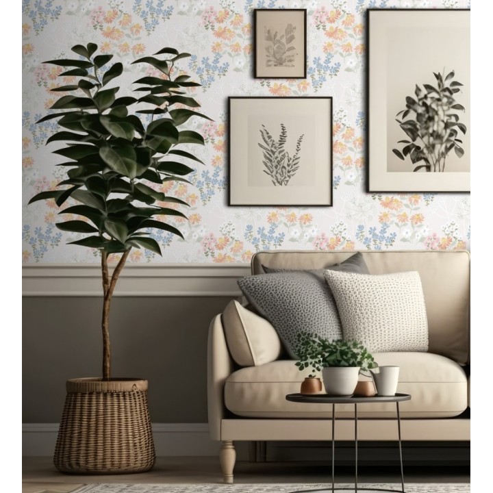 Papel pintado flores silvestres coloridas fondo gris claro - Patagonia Wildflowers 683165