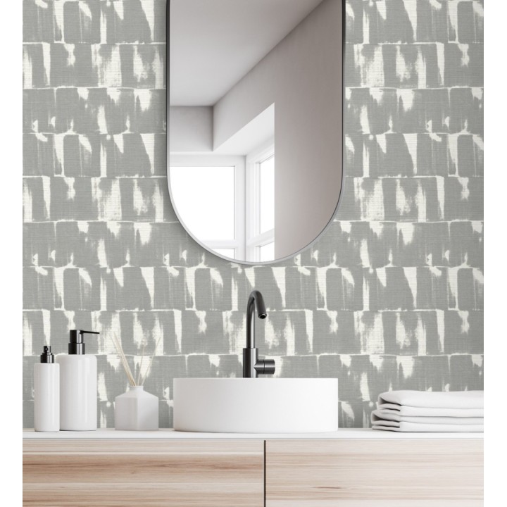 Papel pintado abstracto con pinceladas color gris oscuro  - Bashira 683167