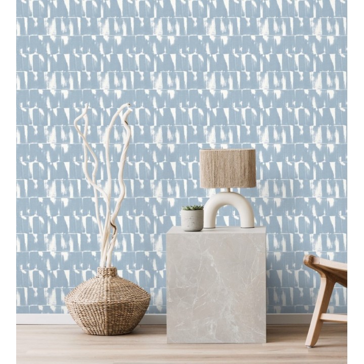 Papel pintado abstracto con pinceladas color azul - Bashira 683170