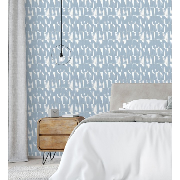 Papel pintado abstracto con pinceladas color azul - Bashira 683170