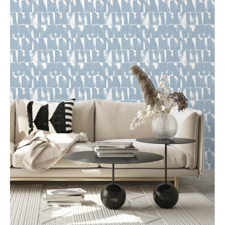 Papel pintado abstracto con pinceladas color azul - Bashira 683170