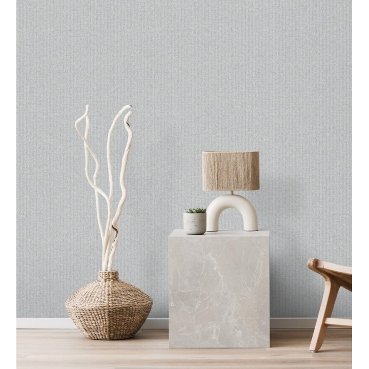 Papel pintado imitación arpillera de lino texturizada tonos azules y grises - Rasul Textile 683173
