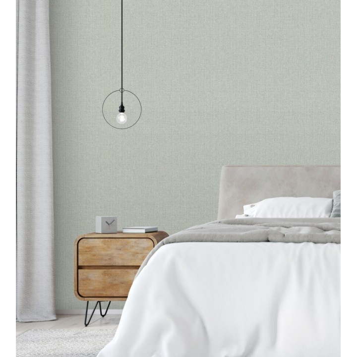 Papel pintado imitación arpillera de lino texturizada tonos verdes y azul - Rasul Textile 683174