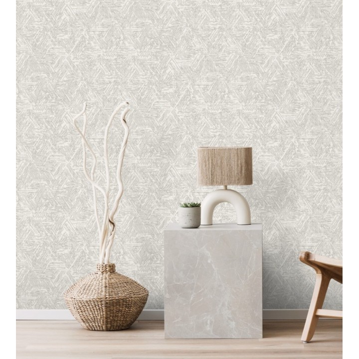 Papel pintado hexagonales con efecto desgastado color gris - Okon Trace 683179