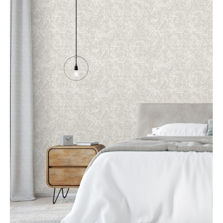 Papel pintado hexagonales con efecto desgastado color gris - Okon Trace 683179