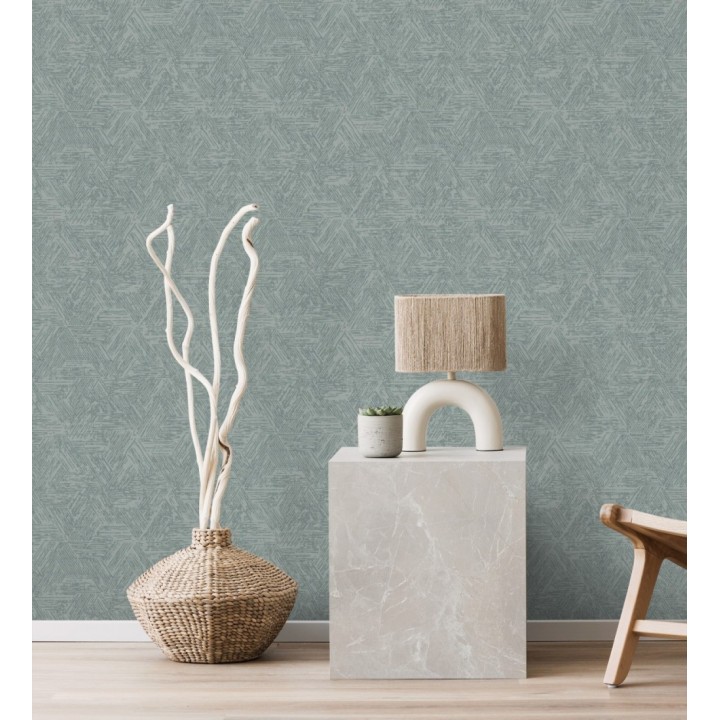 Papel pintado hexagonales con efecto desgastado color azul - Okon Trace 683181