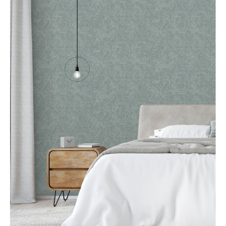 Papel pintado hexagonales con efecto desgastado color azul - Okon Trace 683181