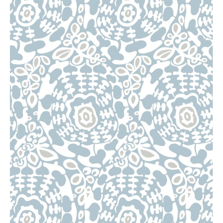 Papel pintado floral con inspiración étnica tonos azul y gris - Maiba Flowers 683184