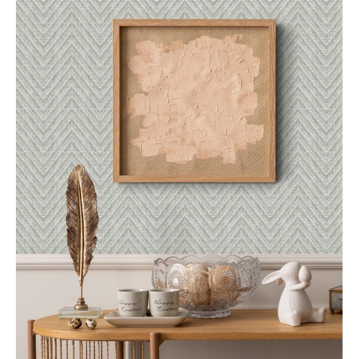 Papel pintado de espigas efecto fibra vegetal tonos gris visón - Mumbai Wide 683187