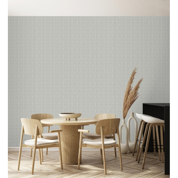 Papel pintado de espigas efecto fibra vegetal tonos gris visón - Mumbai Wide 683187