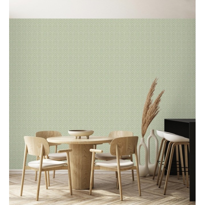 Papel pintado de espigas efecto fibra vegetal tonos verdes - Mumbai Wide 683188