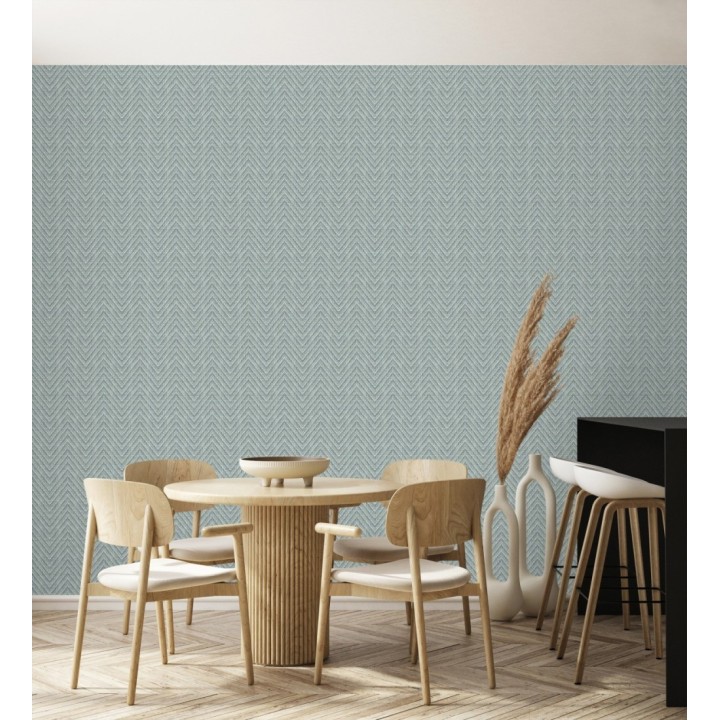 Papel pintado de espigas efecto fibra vegetal tonos azul petróleo claro - Mumbai Wide 683189