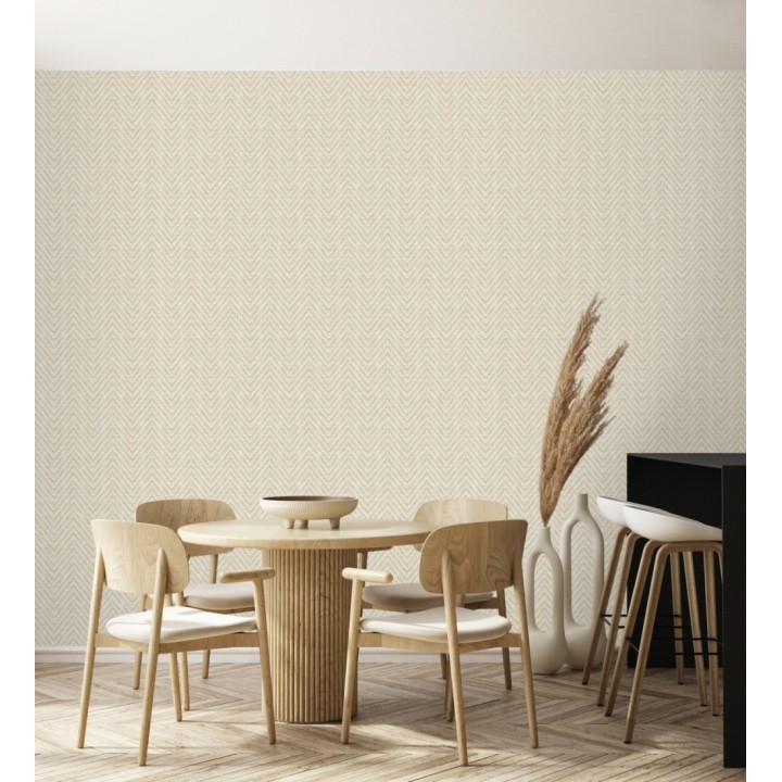 Papel pintado de espigas efecto fibra vegetal tonos beige intenso - Mumbai Wide 683190