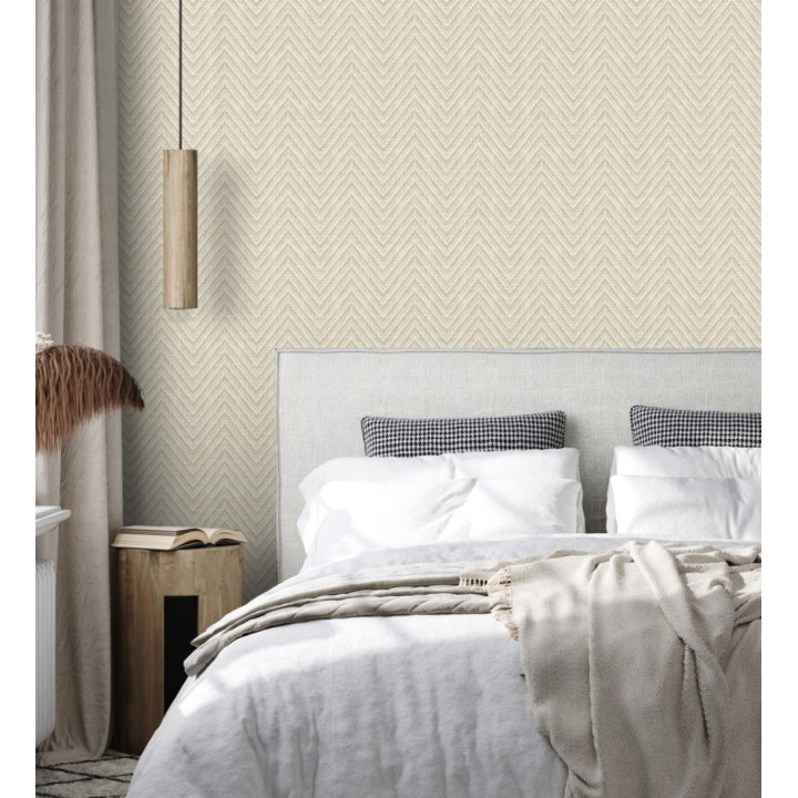 Papel pintado de espigas efecto fibra vegetal tonos beige intenso - Mumbai Wide 683190