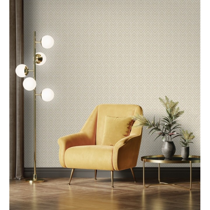 Papel pintado de espigas efecto fibra vegetal tonos beige intenso - Mumbai Wide 683190