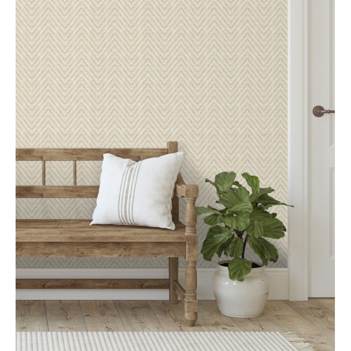 Papel pintado de espigas efecto fibra vegetal tonos beige intenso - Mumbai Wide 683190
