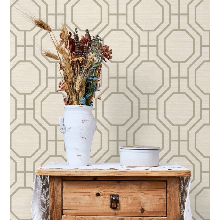 Papel pintado de celosía con formas octagonales - Berlin Essence 683191