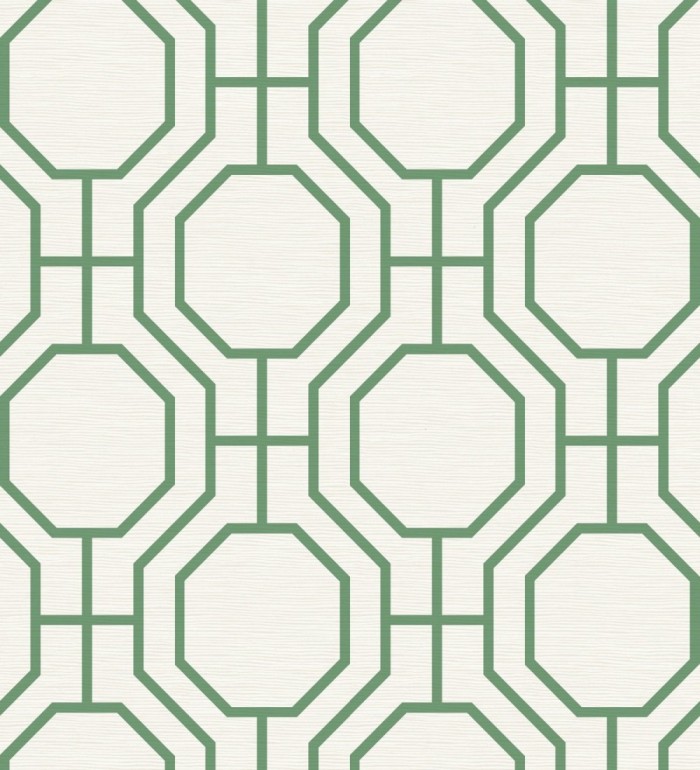 Papel pintado de celosía con formas octagonales color verde - Berlin Essence 683192