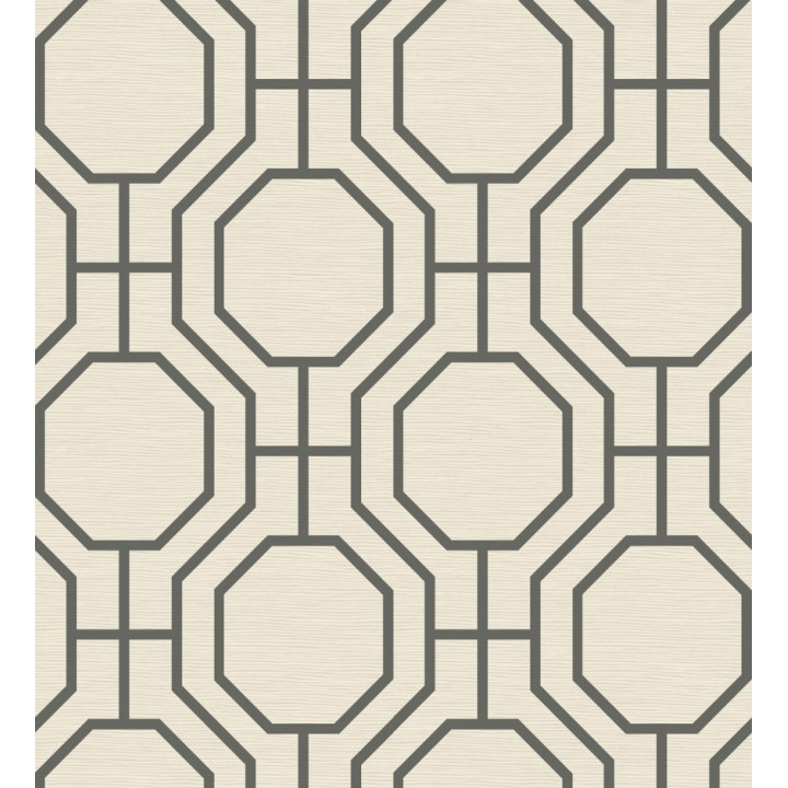 Papel pintado de celosía con formas octagonales color negro - Berlin Essence 683194