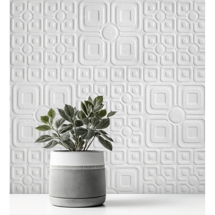 Papel pintado con relieve 3D geométrico repintable - Argos Geometry 683196