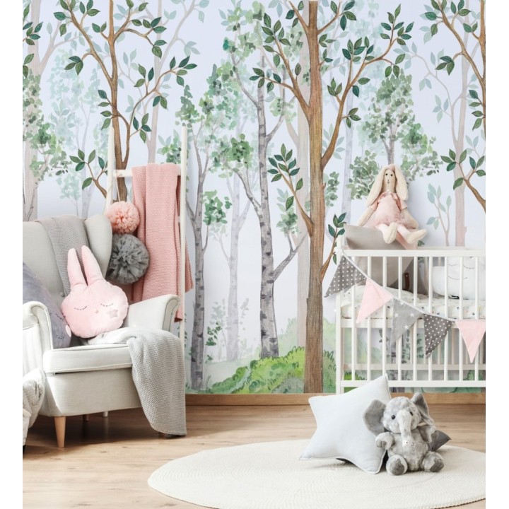 Papel pintado mural infantil con escena de bosque encantado - Baby Wonderland 683198