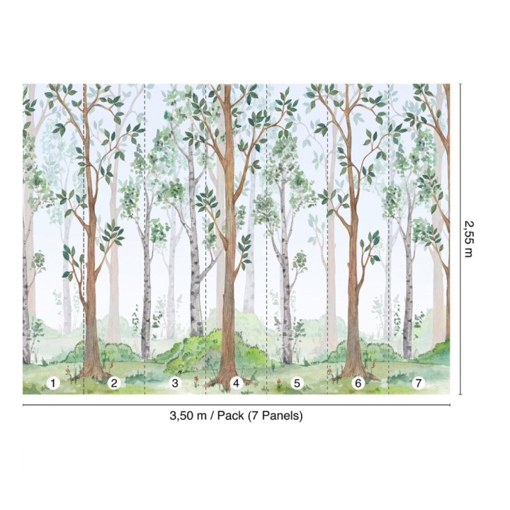 Papel pintado mural infantil con escena de bosque encantado - Baby Wonderland 683198