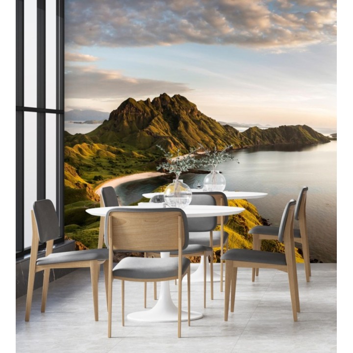 Papel pintado mural paisaje de montaña y costa serena - Nature Haven 683202