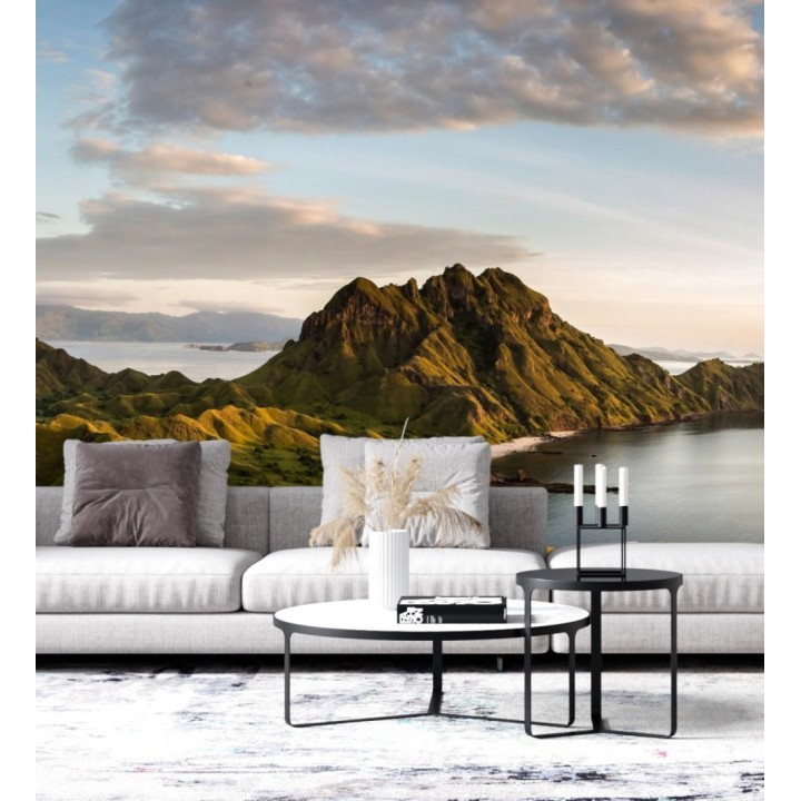 Papel pintado mural paisaje de montaña y costa serena - Nature Haven 683202