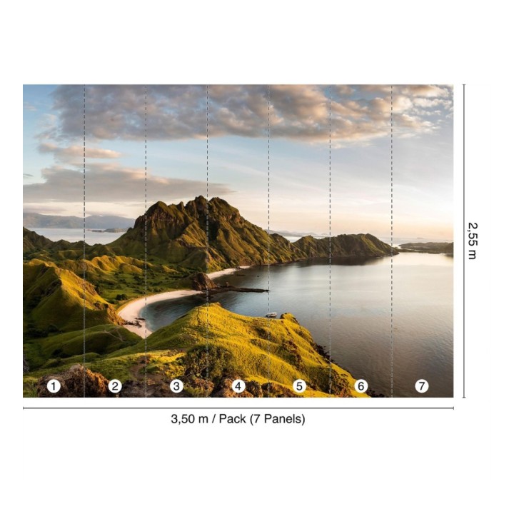 Papel pintado mural paisaje de montaña y costa serena - Nature Haven 683202