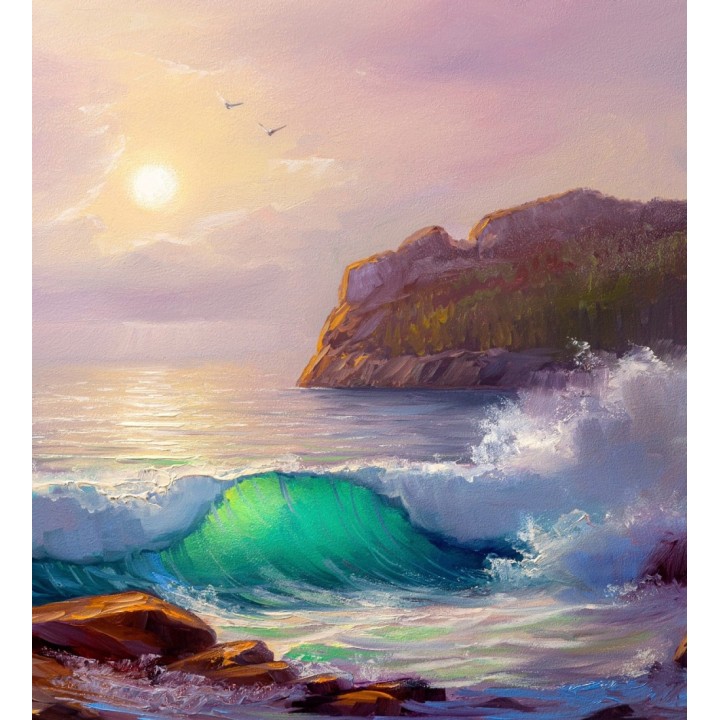 Papel pintado mural de escena con olas en el atardecer - Nature Haven 683205