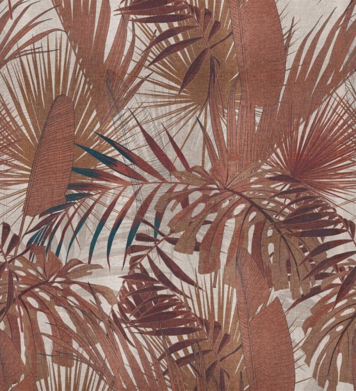 Papel pintado mural hojas tropicales en tonos tierra - Exotic Wilderness 683206
