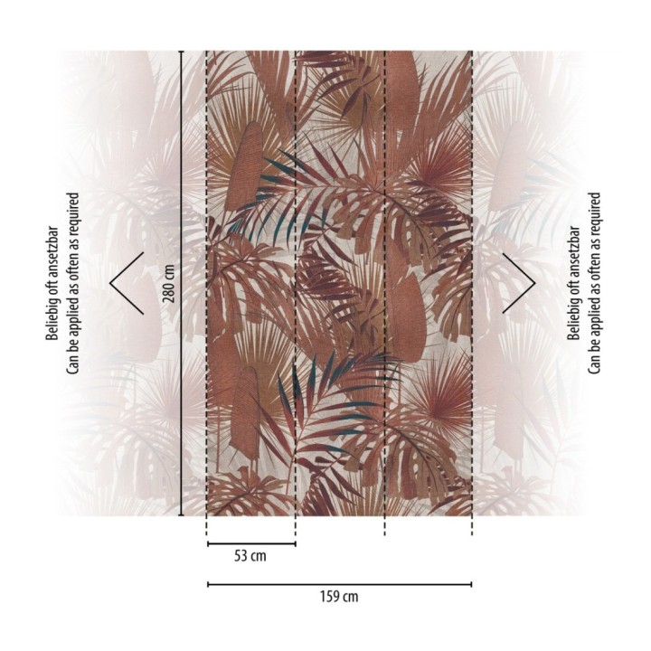 Papel pintado mural hojas tropicales en tonos tierra - Exotic Wilderness 683206