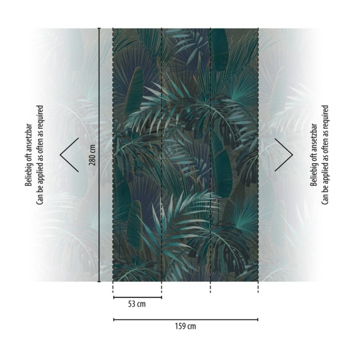 Papel pintado mural hojas exóticas en tonos oscuros - Exotic Wilderness 683207