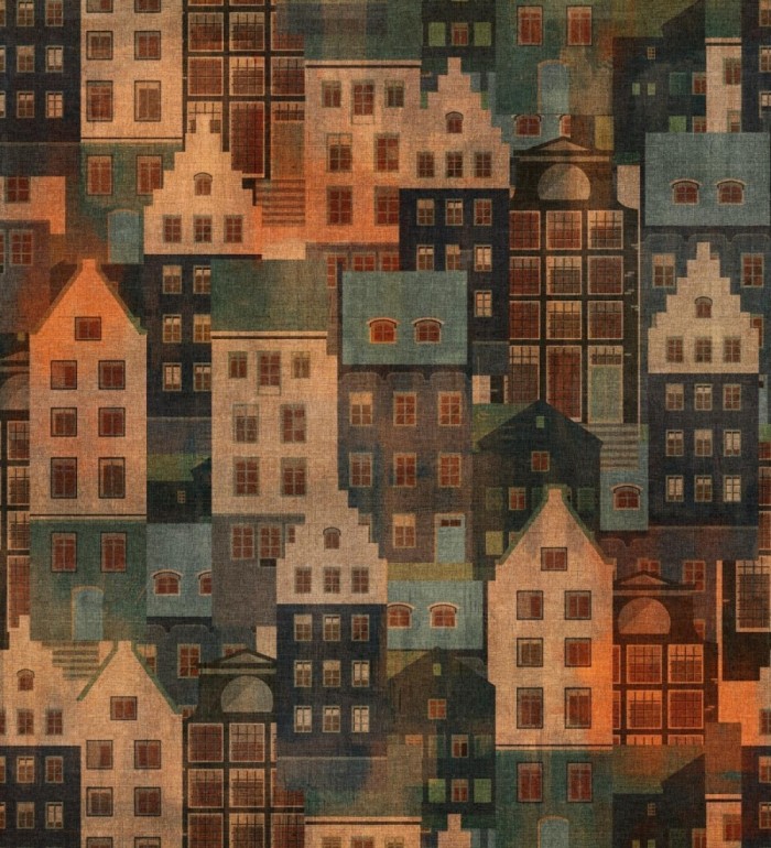 Papel pintado mural de ciudad con diseño de casas urbanas  - Urban Dreams 683208