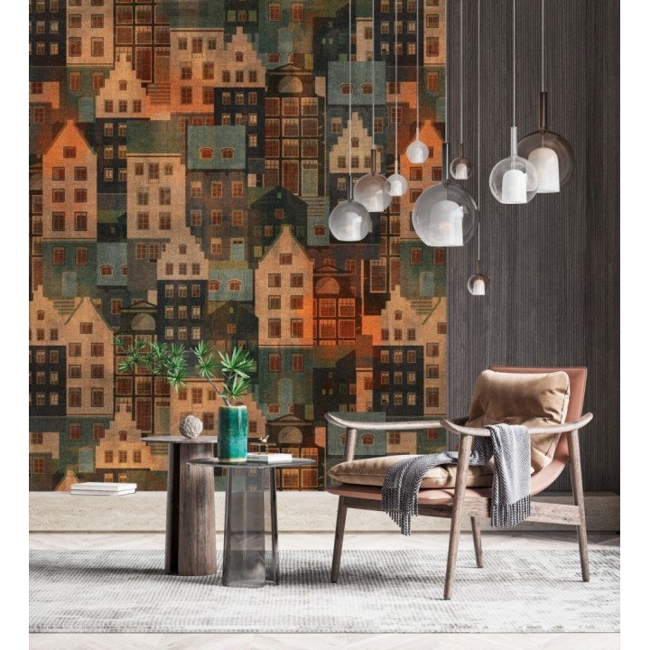 Papel pintado mural de ciudad con diseño de casas urbanas  - Urban Dreams 683208