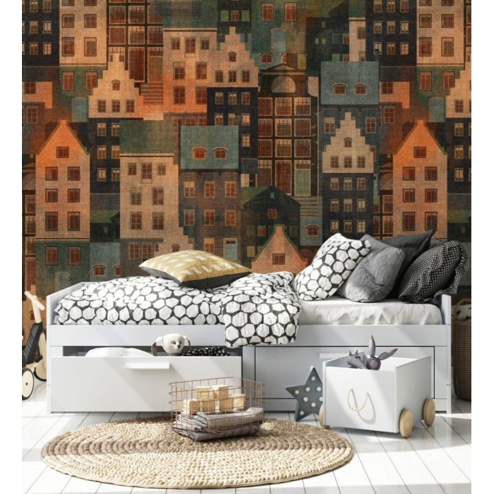 Papel pintado mural de ciudad con diseño de casas urbanas  - Urban Dreams 683208