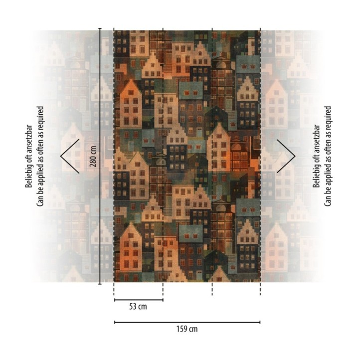 Papel pintado mural de ciudad con diseño de casas urbanas  - Urban Dreams 683208