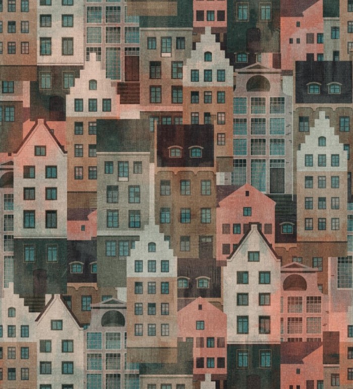 Papel pintado mural de ciudad con diseño de casas urbanas - Urban Dreams 683209