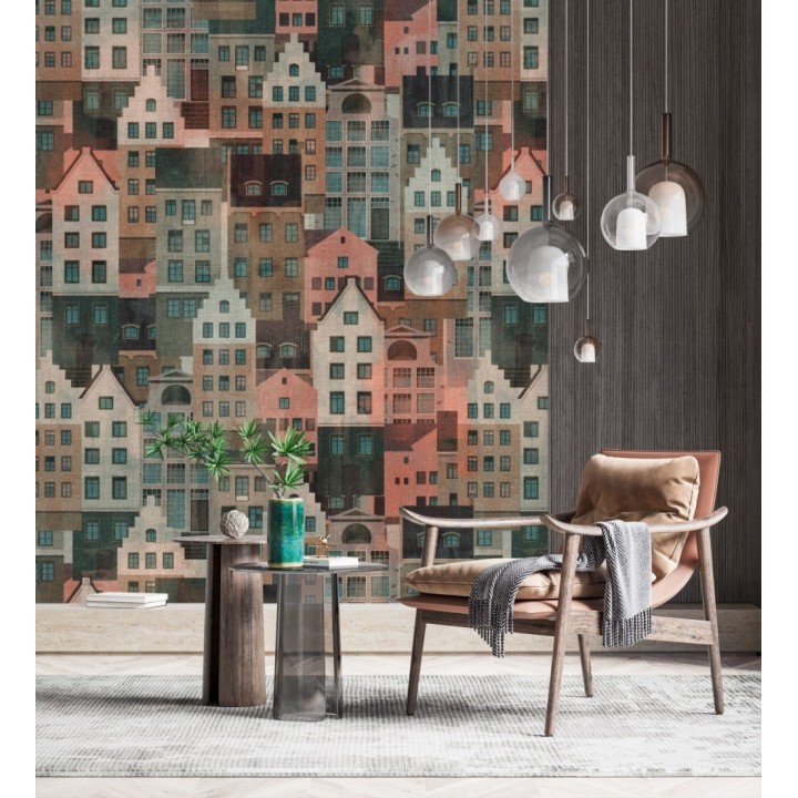 Papel pintado mural de ciudad con diseño de casas urbanas - Urban Dreams 683209