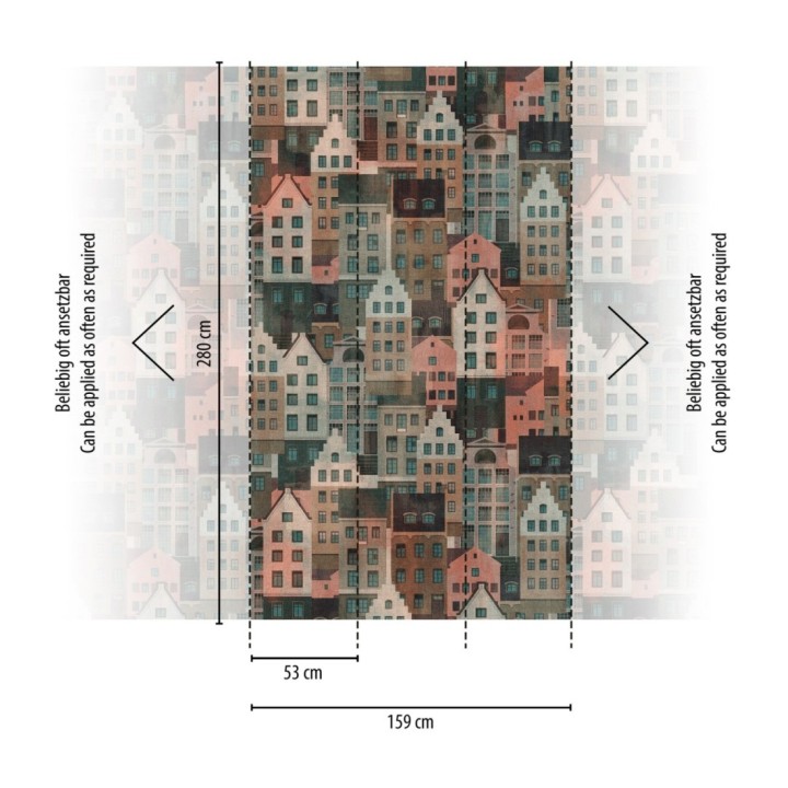 Papel pintado mural de ciudad con diseño de casas urbanas - Urban Dreams 683209