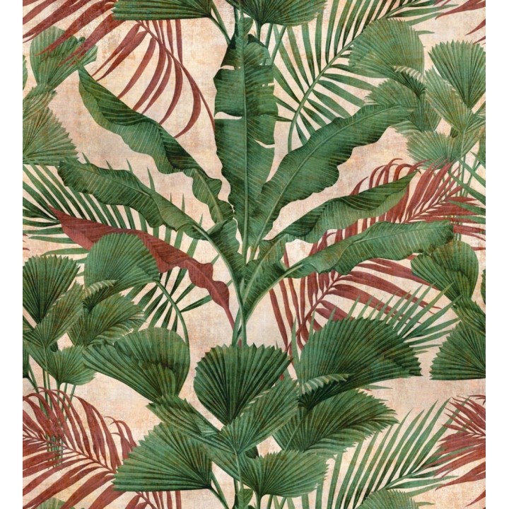 Papel pintado mural tropical con hojas exuberantes estilo vintage - Exotic Wilderness 683210