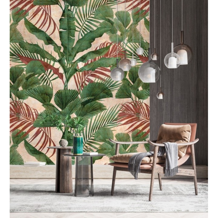 Papel pintado mural tropical con hojas exuberantes estilo vintage - Exotic Wilderness 683210