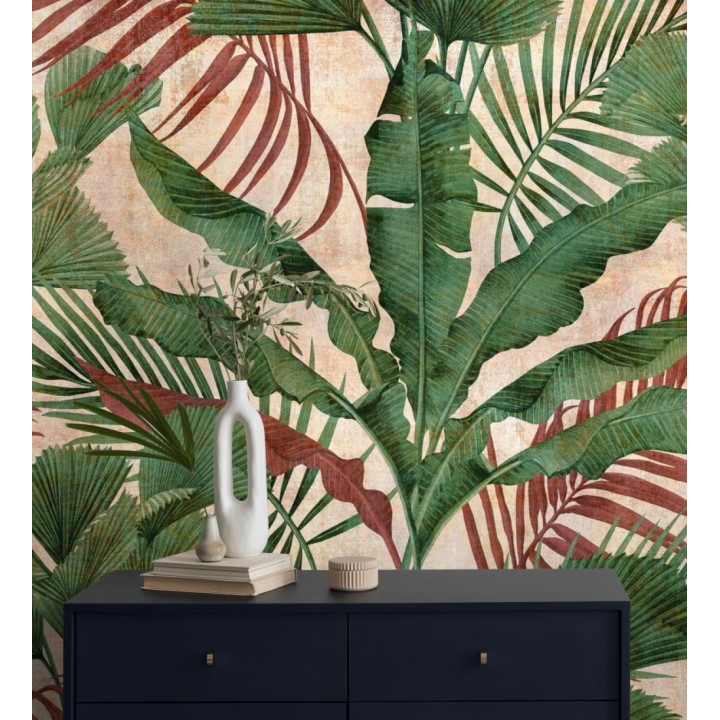 Papel pintado mural tropical con hojas exuberantes estilo vintage - Exotic Wilderness 683210