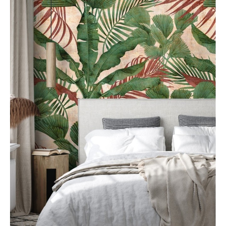 Papel pintado mural tropical con hojas exuberantes estilo vintage - Exotic Wilderness 683210