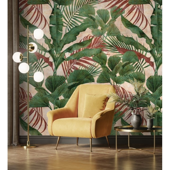 Papel pintado mural tropical con hojas exuberantes estilo vintage - Exotic Wilderness 683210